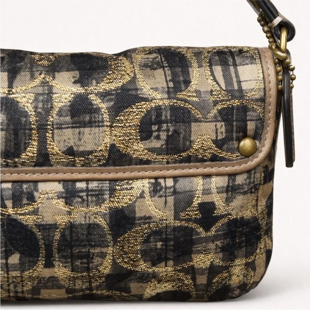 Coach Kristin Op Art pattern in a metallic gold EUC - Picture 6 of 14